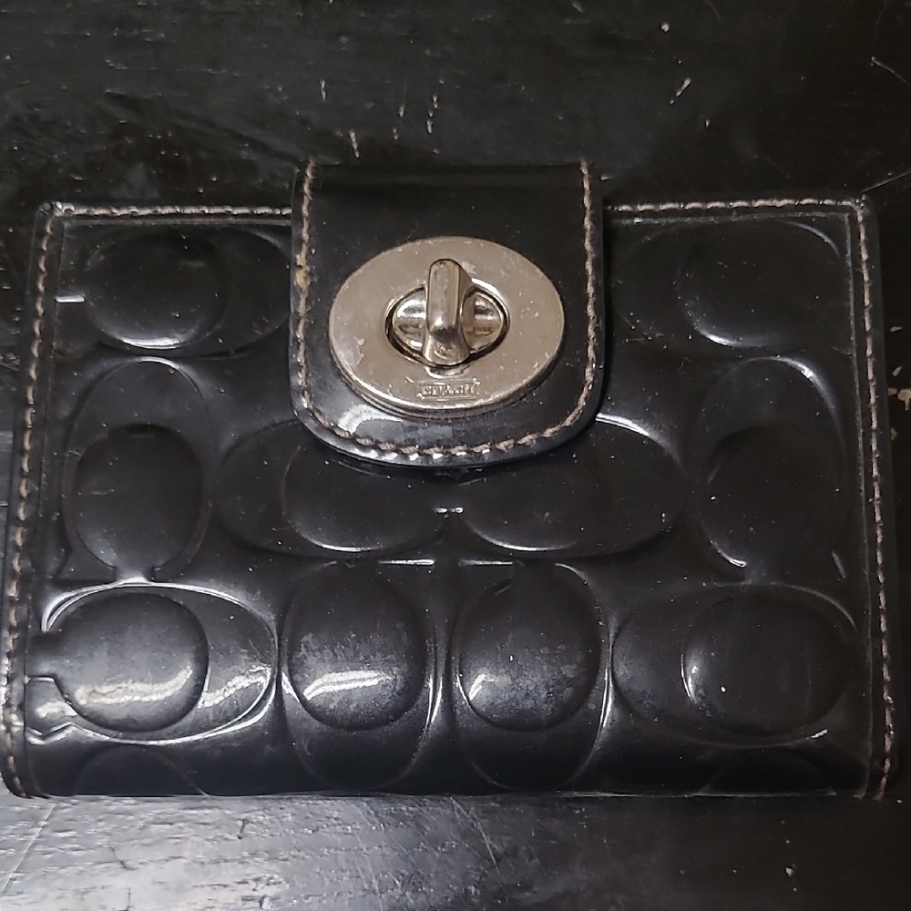 Coach Black Embossed Leather Wallet